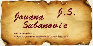 Jovana Subanović vizit kartica